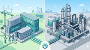 Сравнение модульного и стационарного газораспределительного пункта для завода в современном индустриальном стиле
